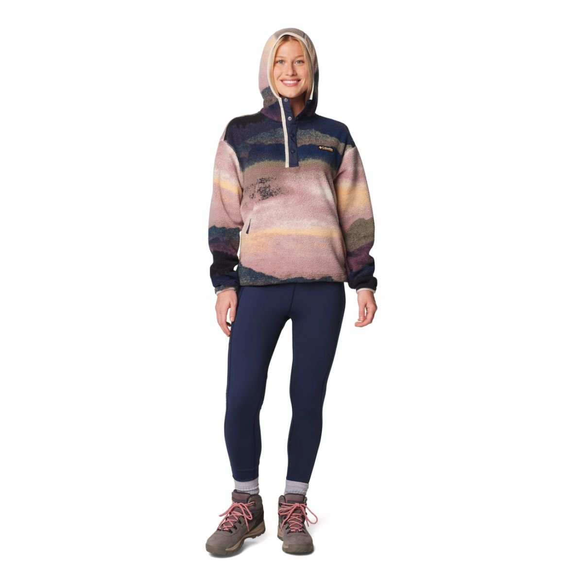 Mikina Columbia Helvetia™ II Printed Hoodie W - modrá/růžová