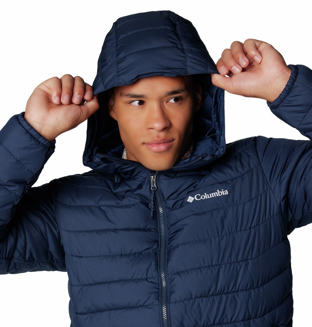 Bunda Columbia Powder Lite™ II Hooded Jacket M - tmavě modrá