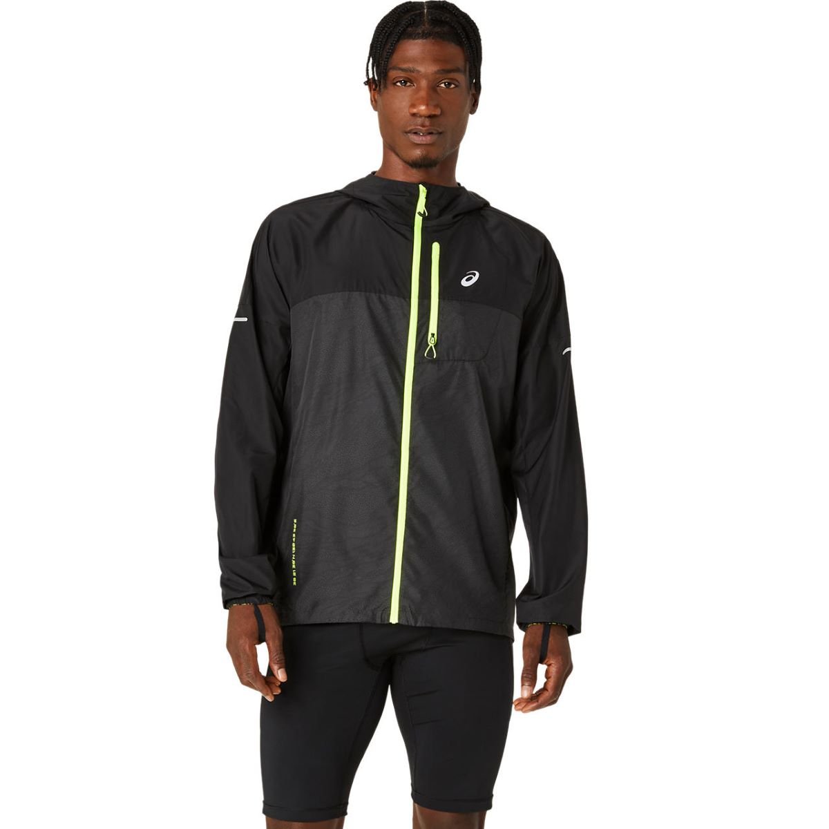 Bunda Asics Fujitrail Packable Windbreaker M - černá/žlutá