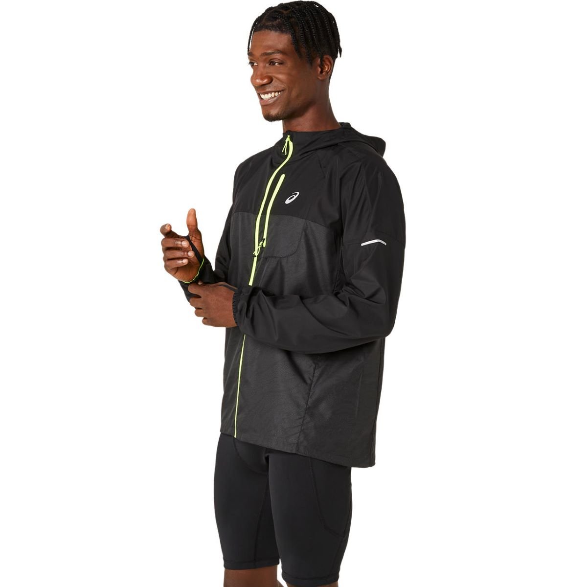 Bunda Asics Fujitrail Packable Windbreaker M - černá/žlutá