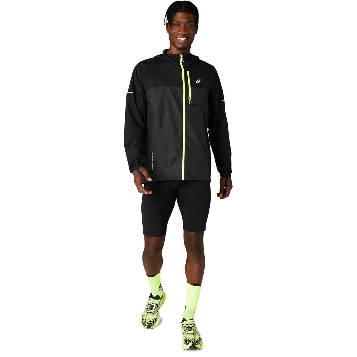 Bunda Asics Fujitrail Packable Windbreaker M - černá/žlutá