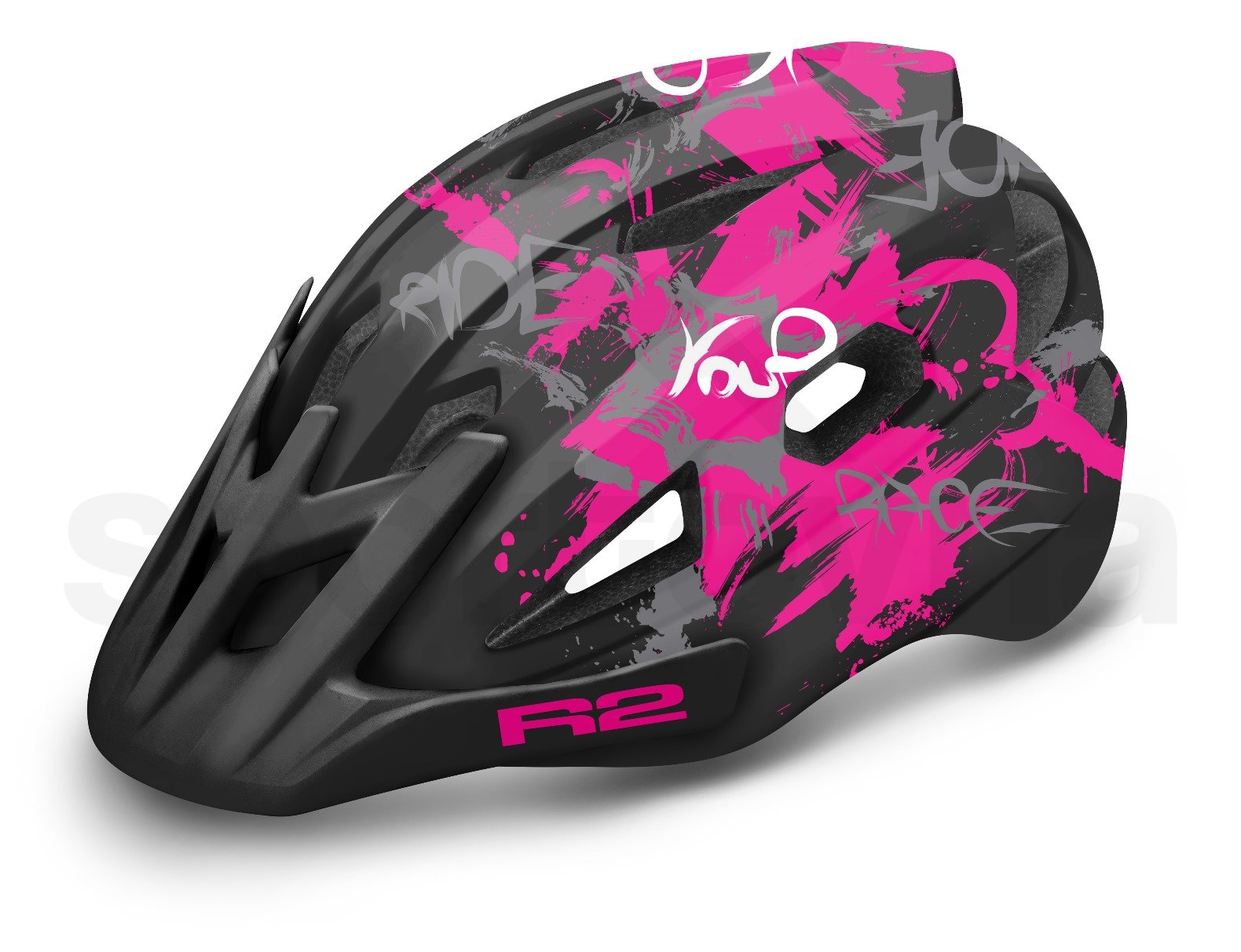 Cyklo helma R2 Wheelie J - černá/růžová