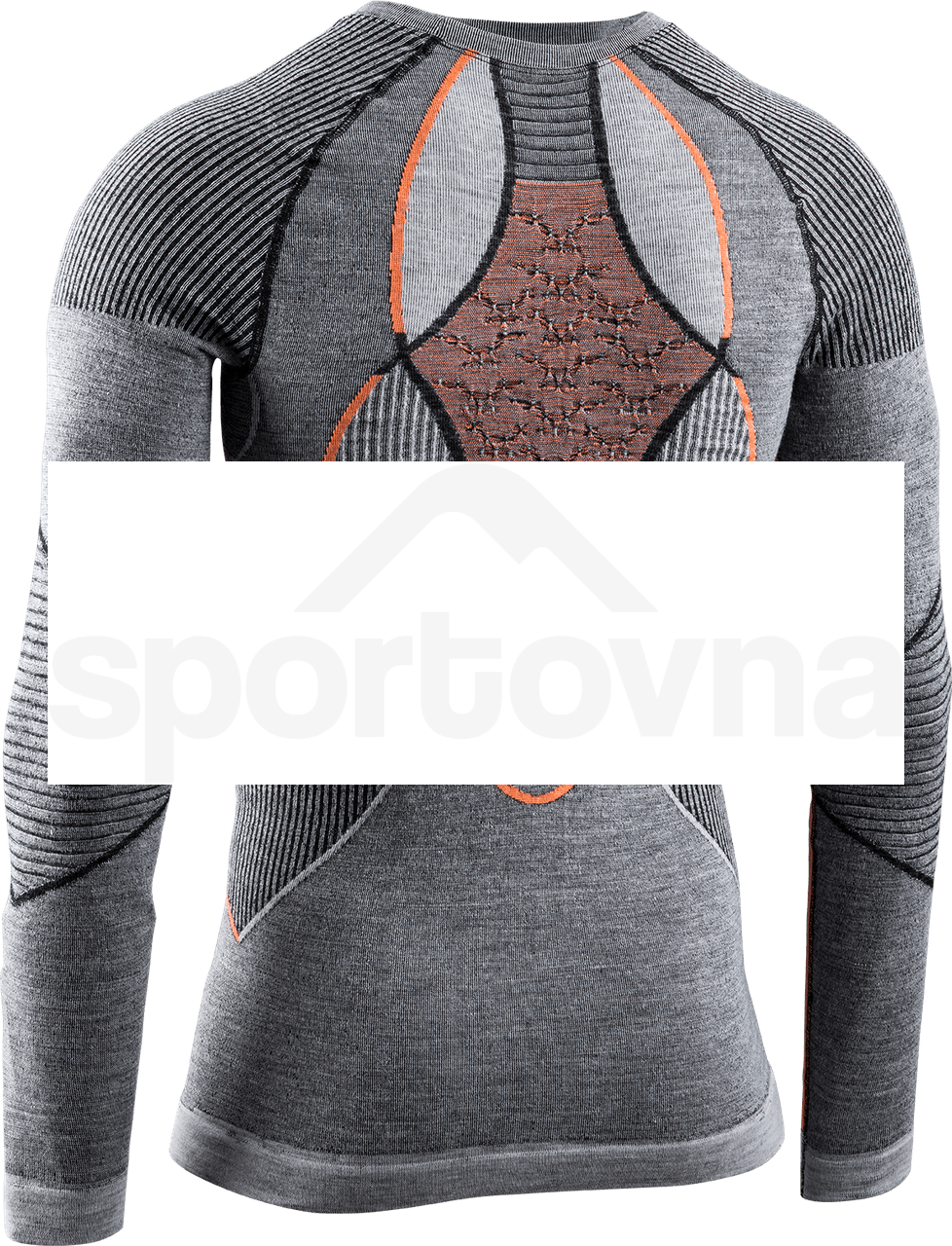 Tričko X-Bionic Apani 4.0 Merino Shirt Round Neck LG SL M - černá/šedá/oranžová