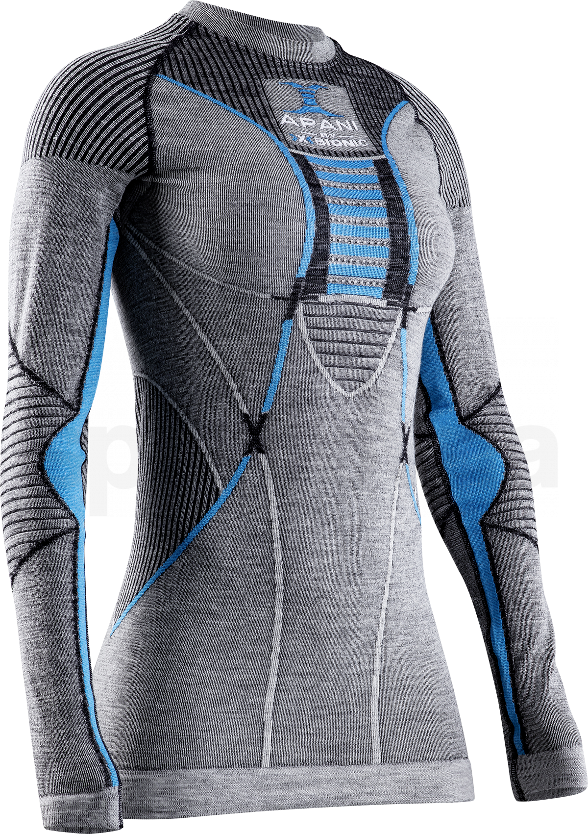 Tričko X-Bionic Apani 4.0 Merino Shirt Round Neck LG SL W - černá/šedá/modrá