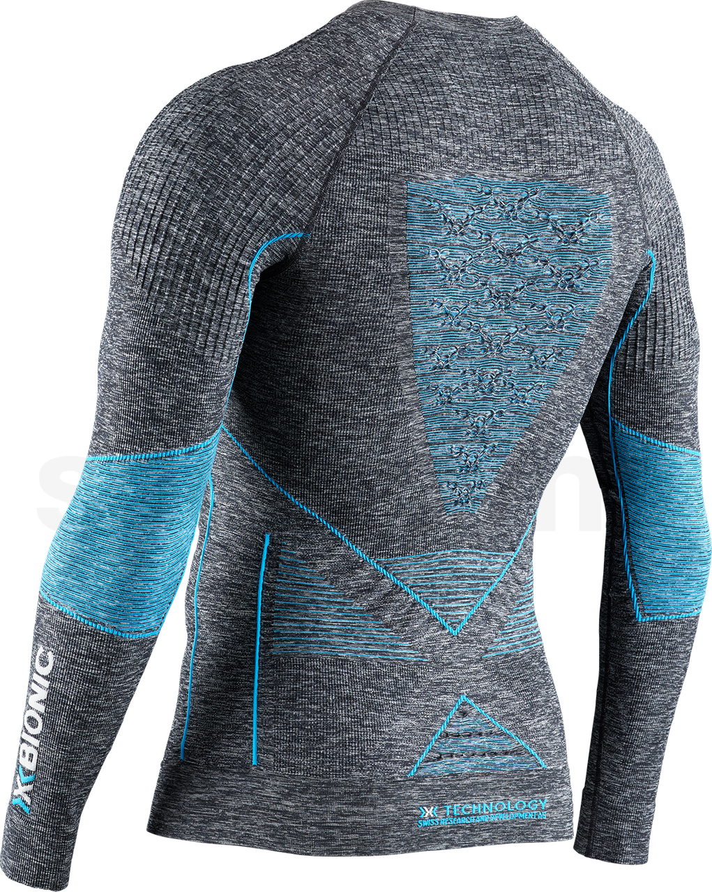 Tričko X-Bionic Energy Accumulator 4.0 Melange Shirt Round Neck LG SL M - šedá/modrá
