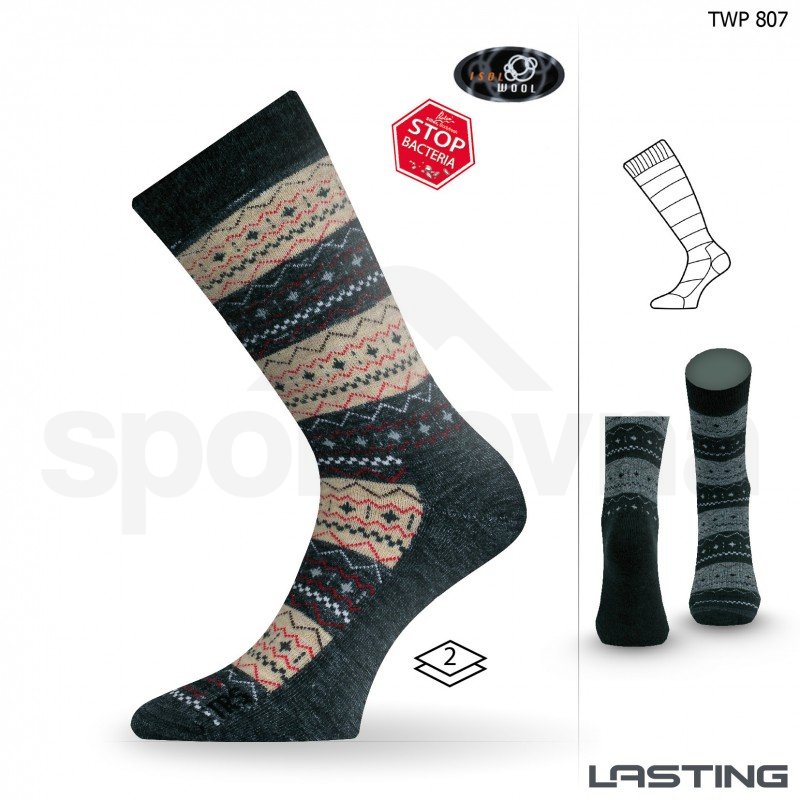 Ponožky Lasting TWP - hnědá/šedá