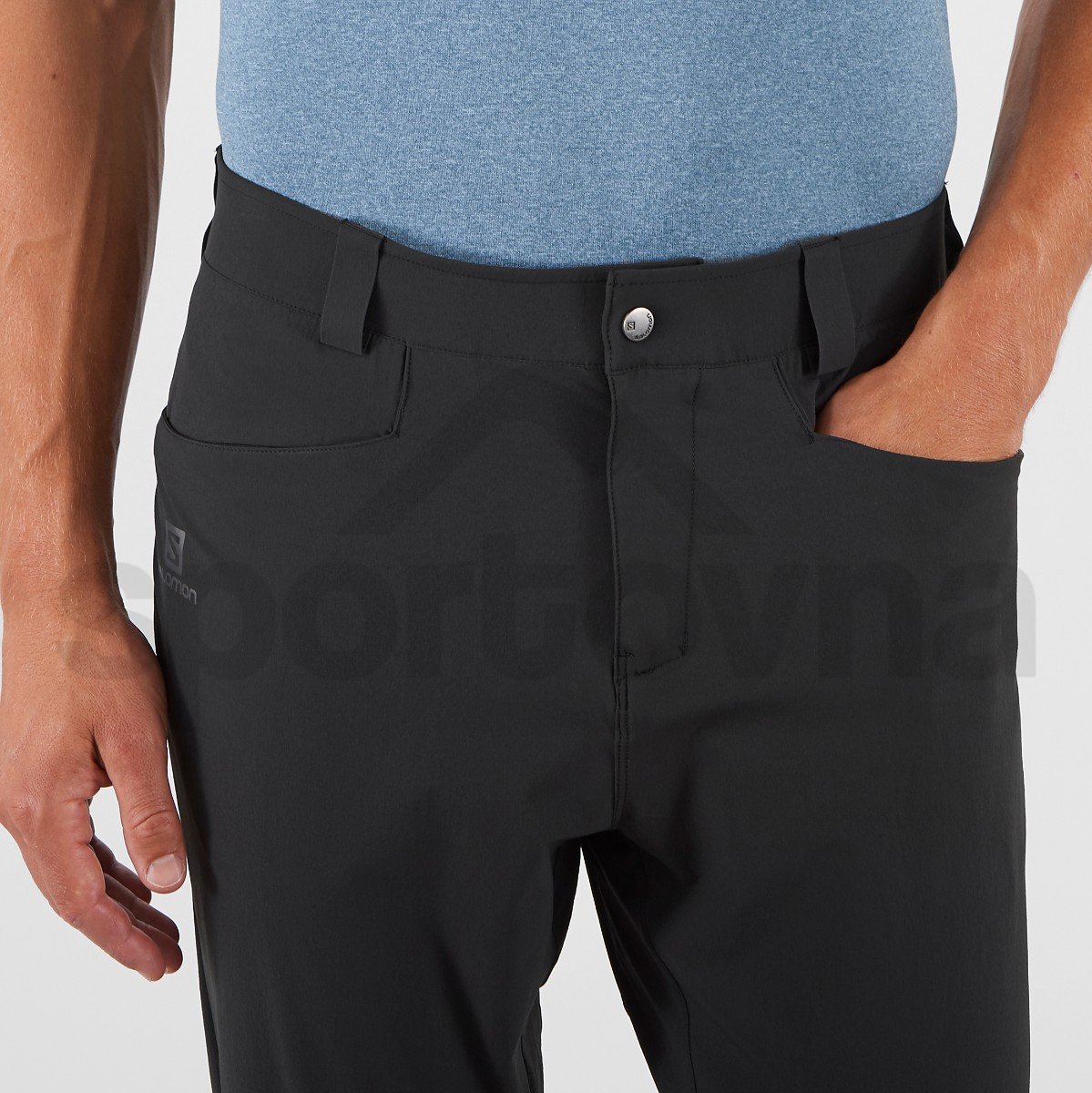 Kalhoty Salomon WAYFARER TAPERED PANTS M - černá (prodloužená délka)