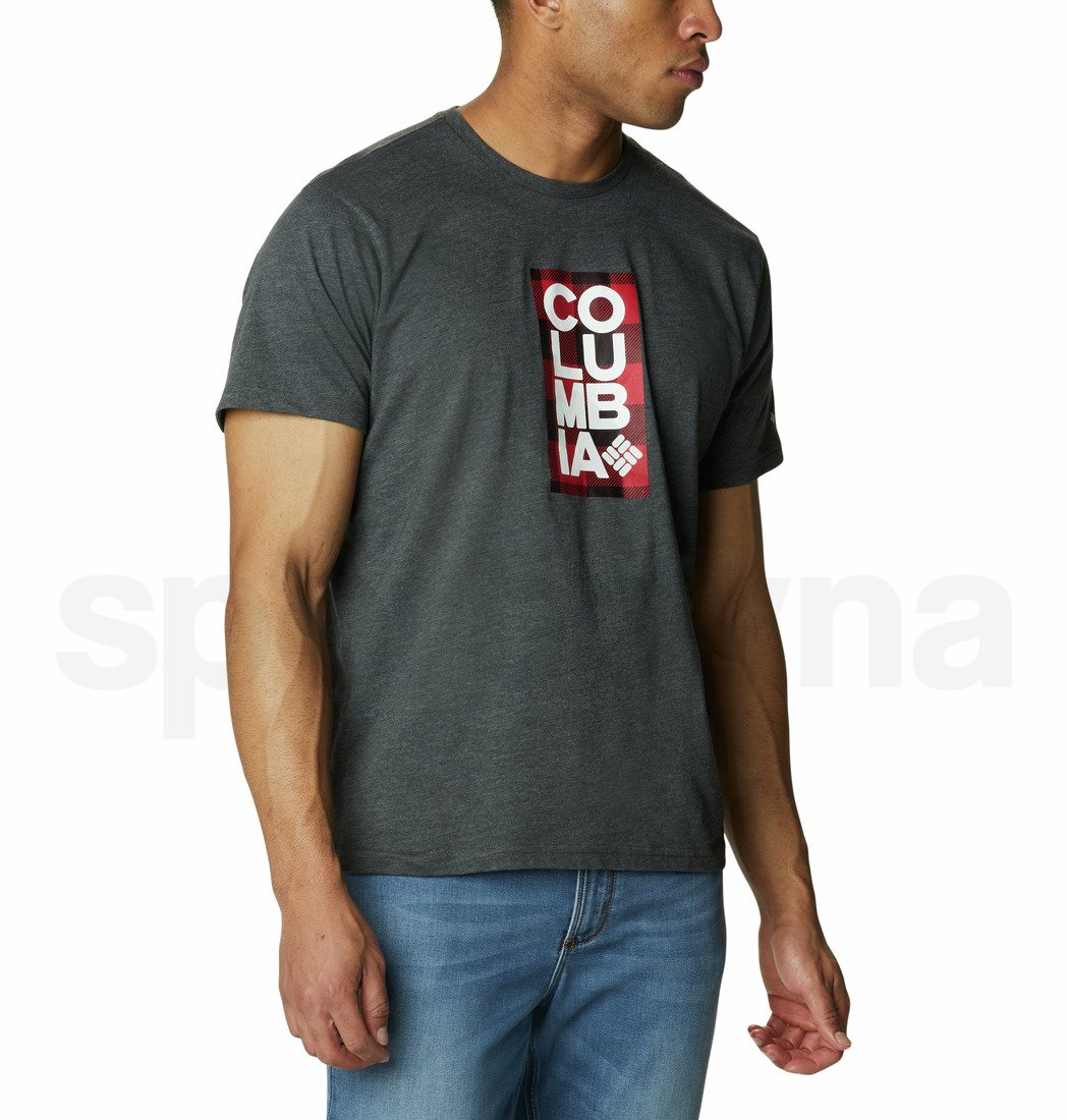 Tričko Columbia Trek™ Logo Short Sleeve M - šedá/červená