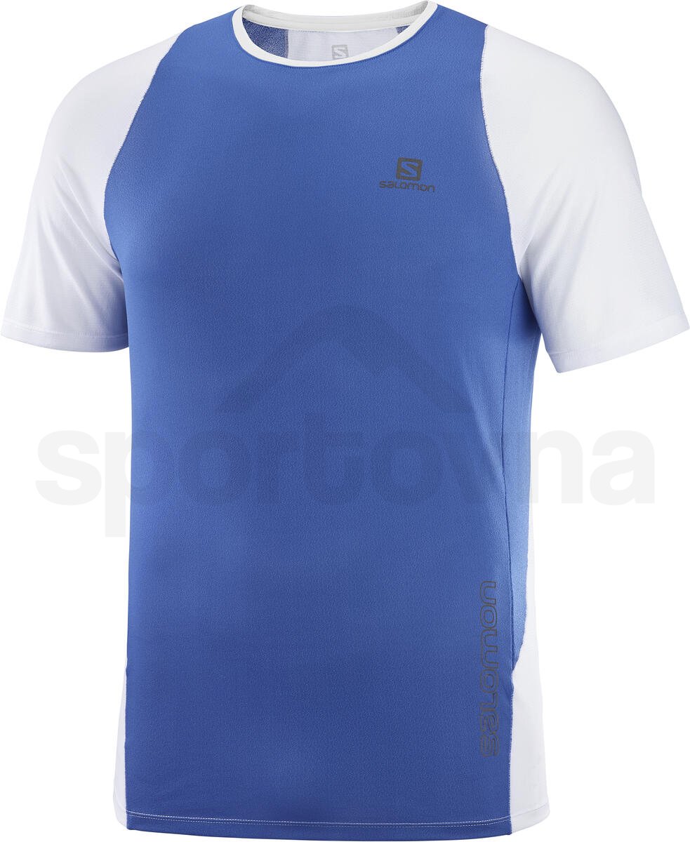 Tričko Salomon Sense Aero SS Tee M - modrá/bílá