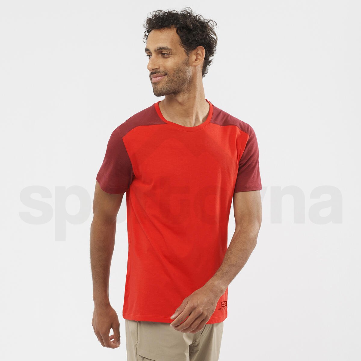 Tričko Salomon ESSENTIAL COLORBLOC M - červená/oranžová