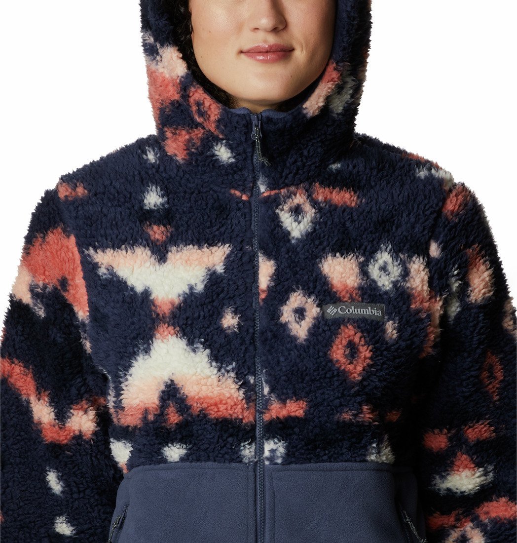 Mikina Columbia Winter Pass™ Sherpa Hooded FZ W - tmavo modrá/ružová