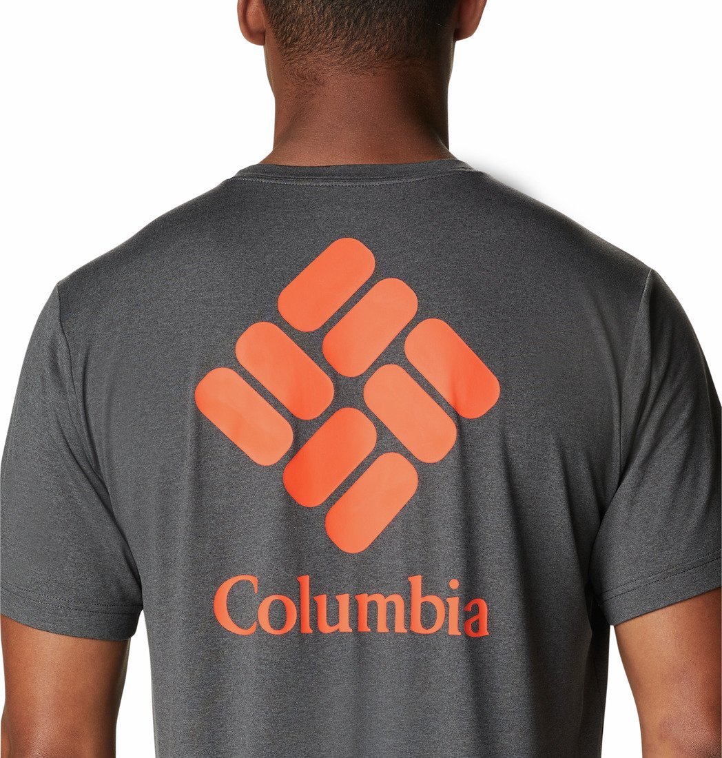 Tričko Columbia Tech Trail™ Graphic Tee M - tmavo šedá/oranžová
