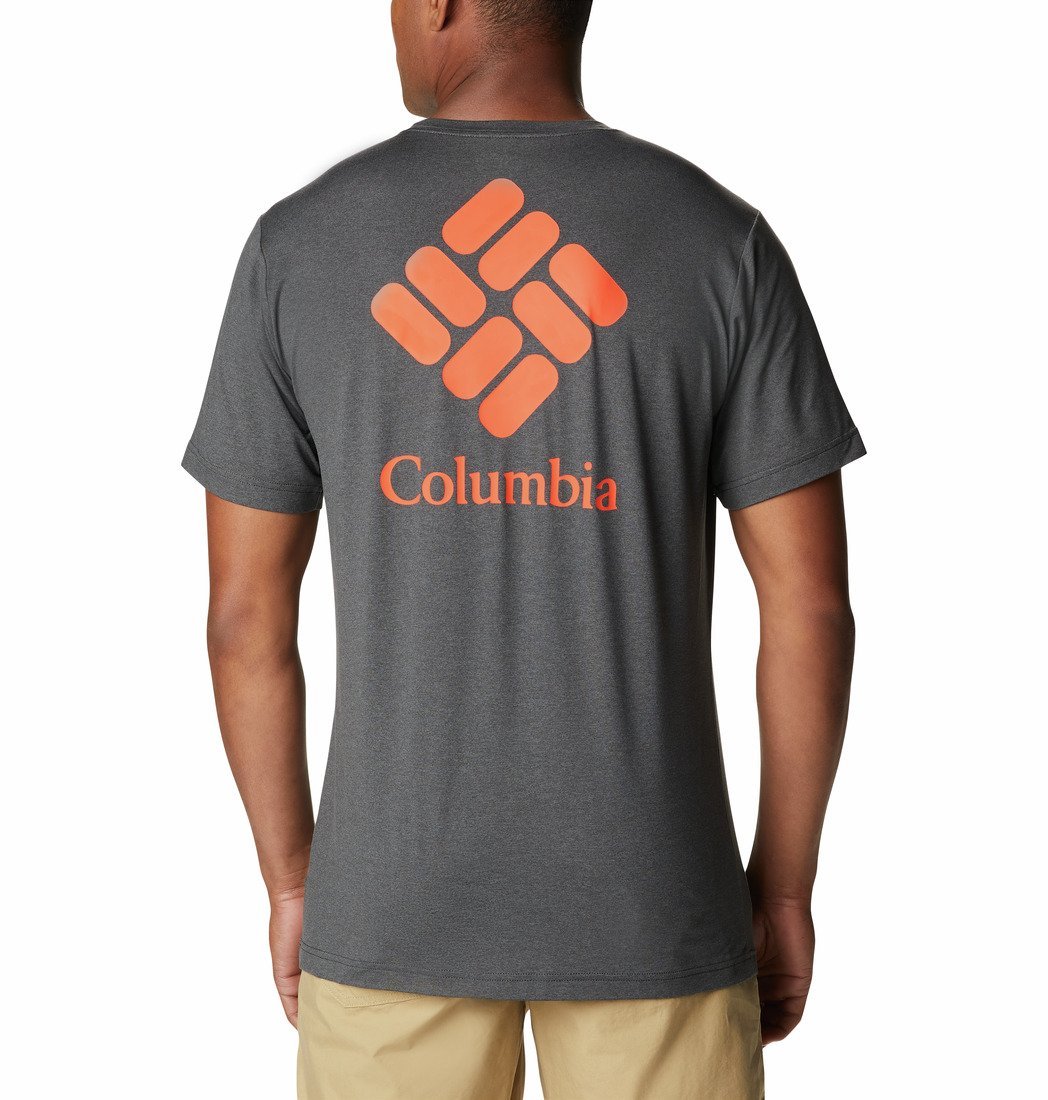 Tričko Columbia Tech Trail™ Graphic Tee M - tmavo šedá/oranžová