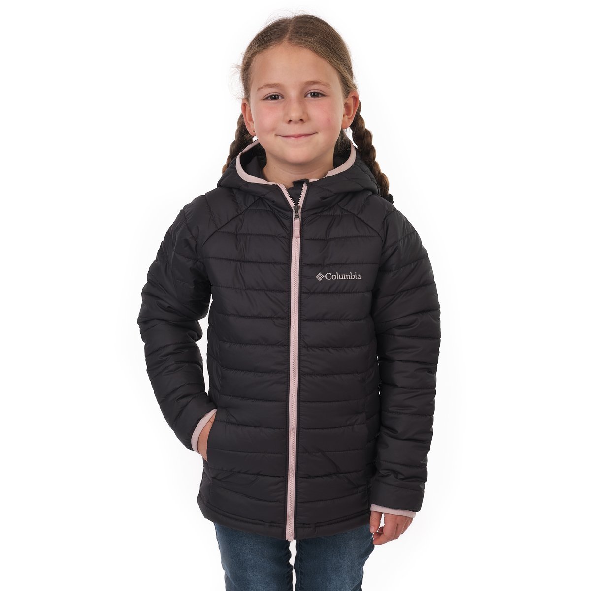 Columbia Powder Lite™ Dievčenská bunda s kapucňou J - čierna