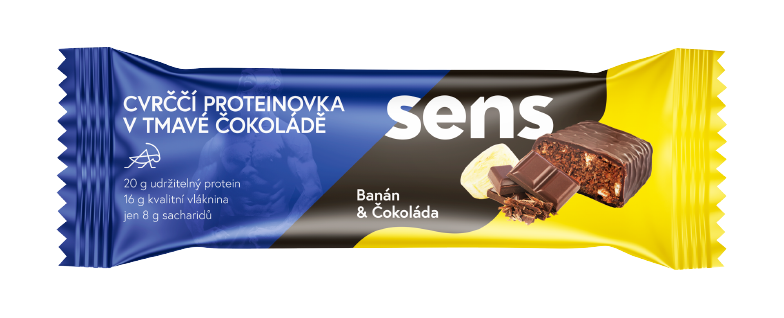 Proteínová tyčinka SENS, banán + čokoláda, 63g