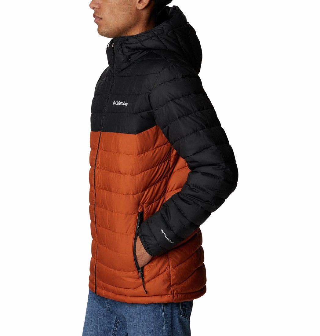Bunda Columbia Powder Lite™ Hooded Jacket M - čierna/oranžová