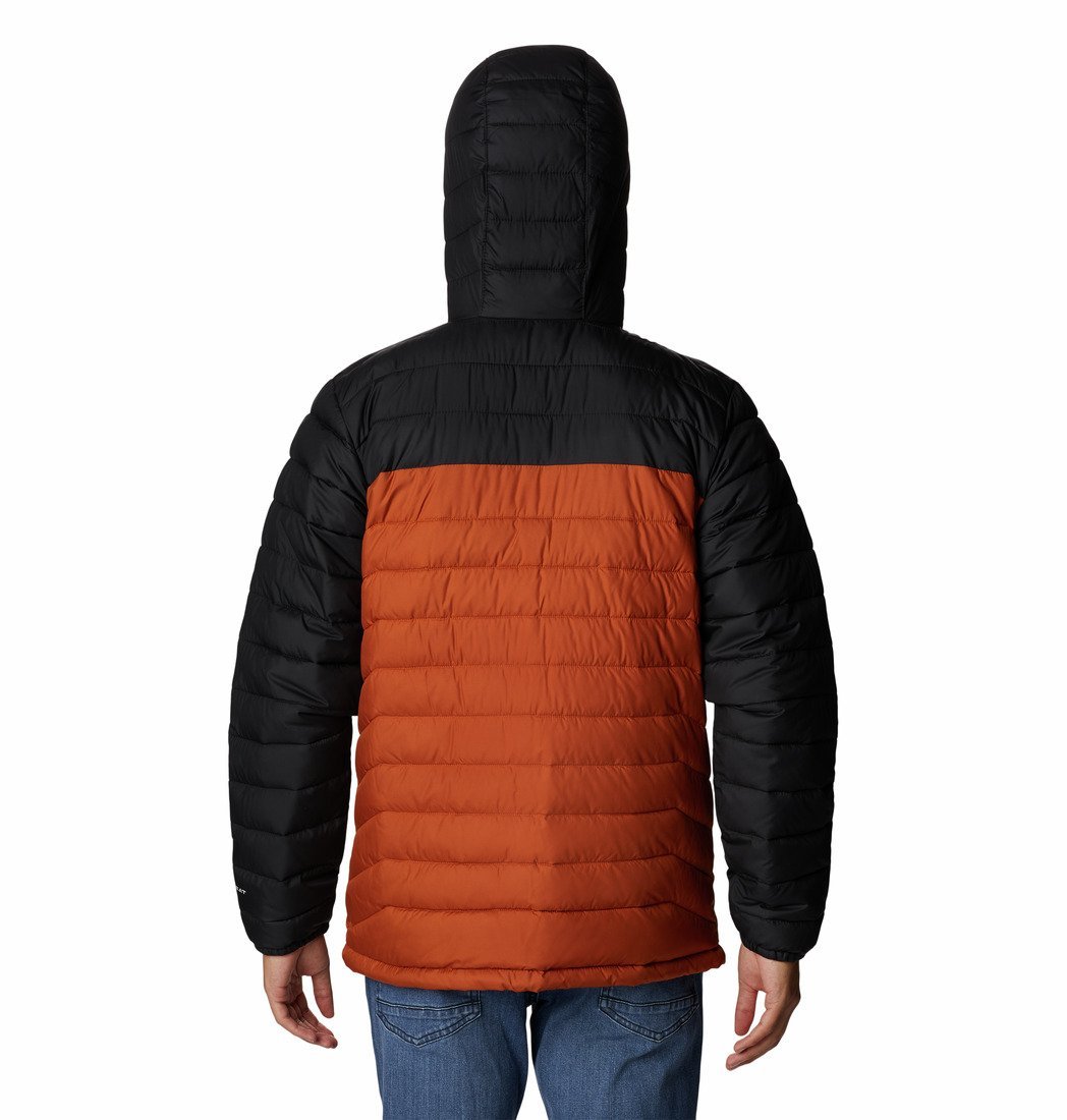 Bunda Columbia Powder Lite™ Hooded Jacket M - čierna/oranžová