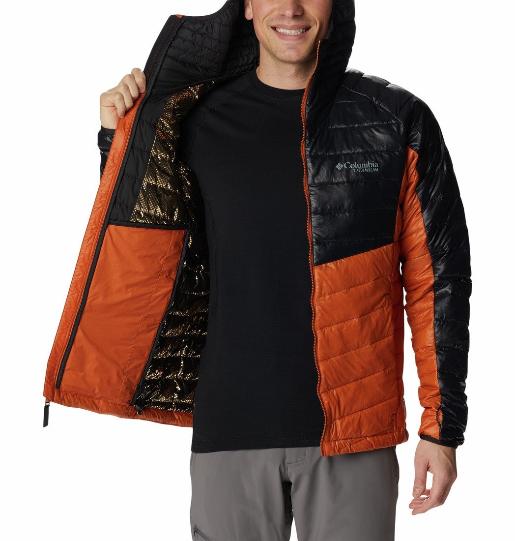 Bunda Columbia Platinum Peak™ Hooded Jacket M - oranžová/čierna