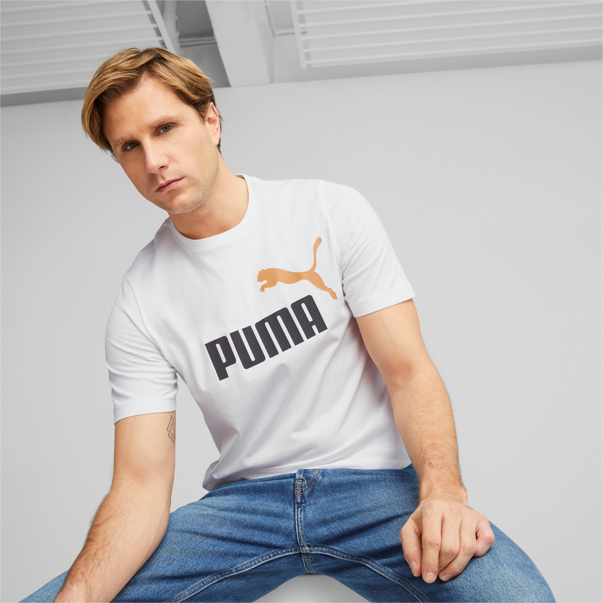 Tričko Puma ESS+ 2 Col Logo Tee M - biela