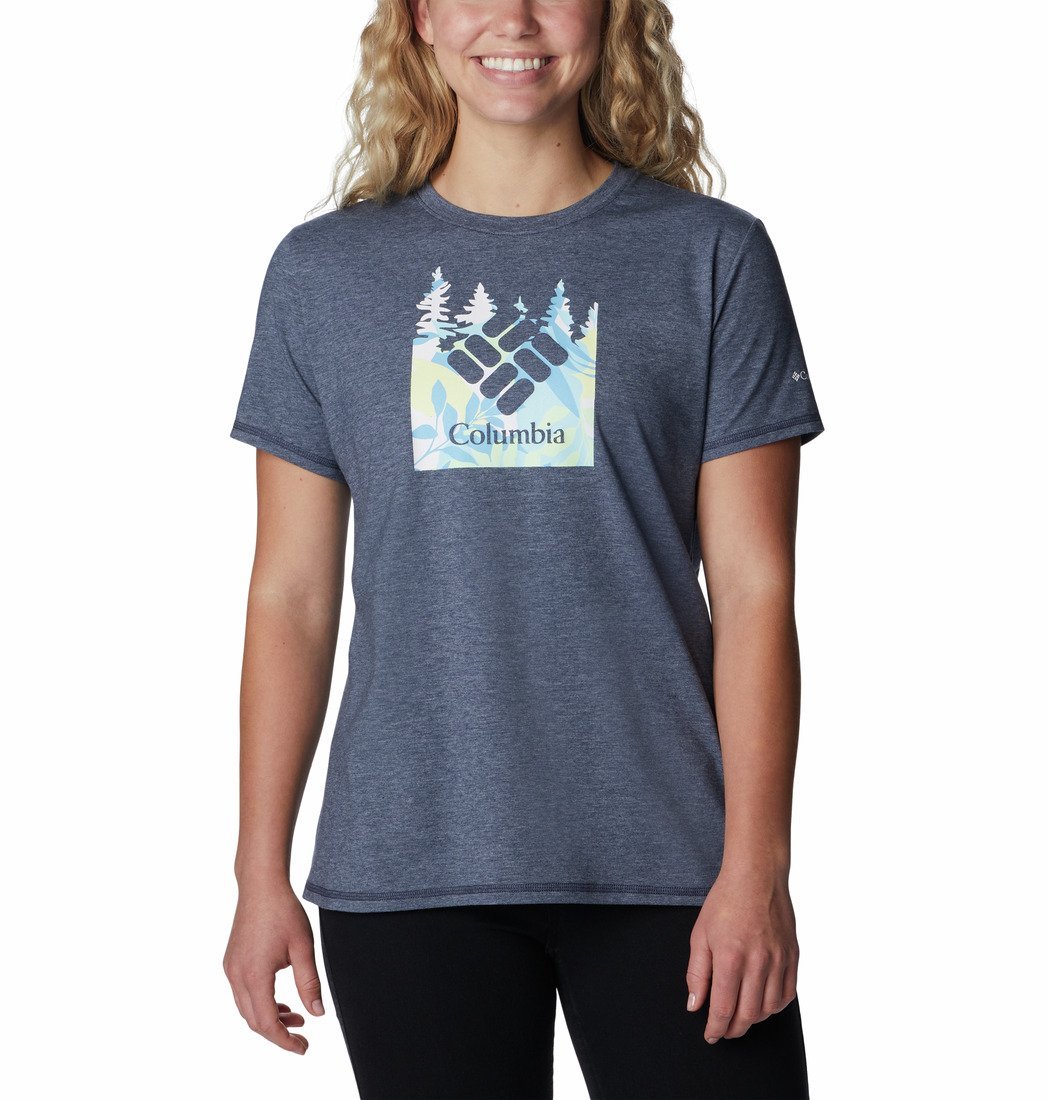Tričko Columbia Sun Trek™ SS Graphic Tee W - tmavo modrá/kvetinové logo