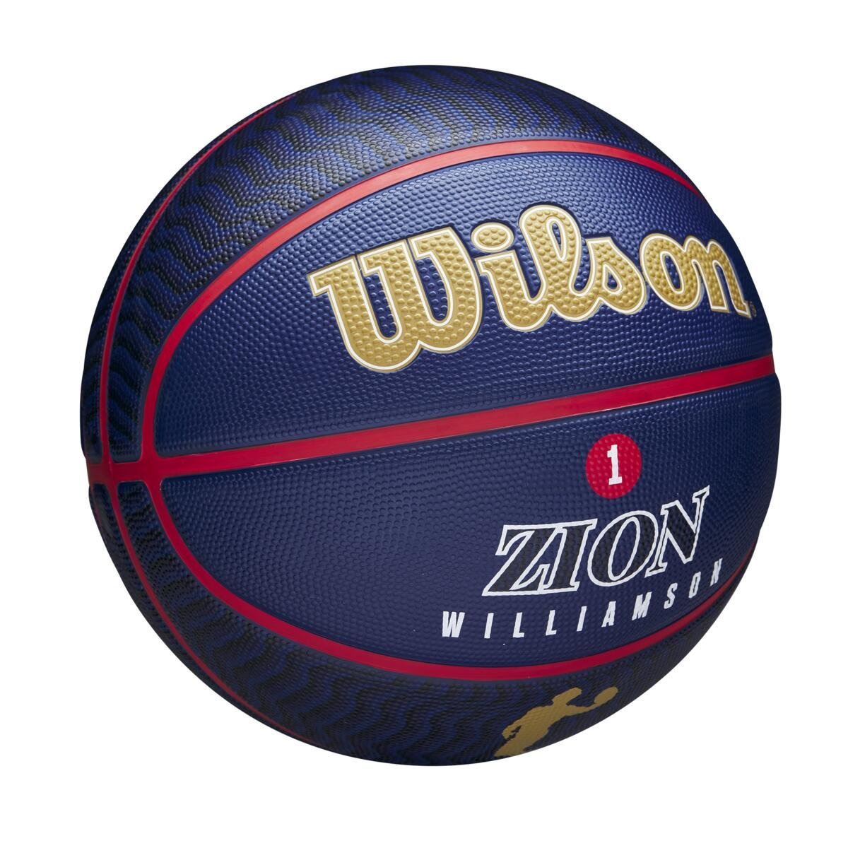 Lopta Wilson NBA Player Icon Outdoor Bskt Zion - modrá/zlatá