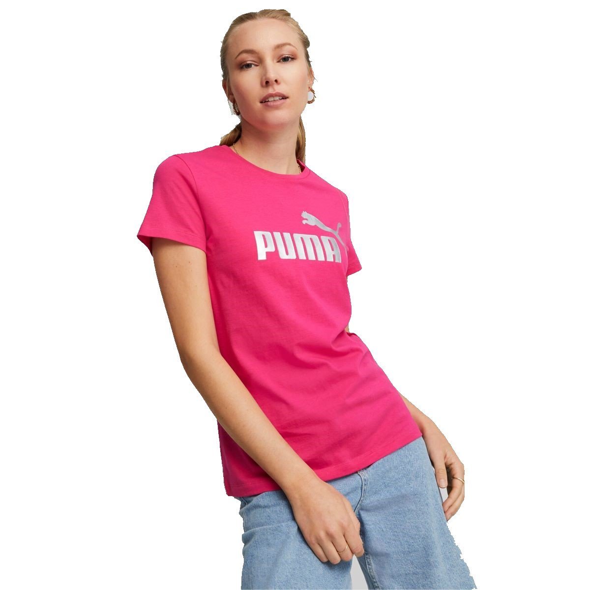 Tričko Puma ESS+ Metallic Logo Tee W - ružová