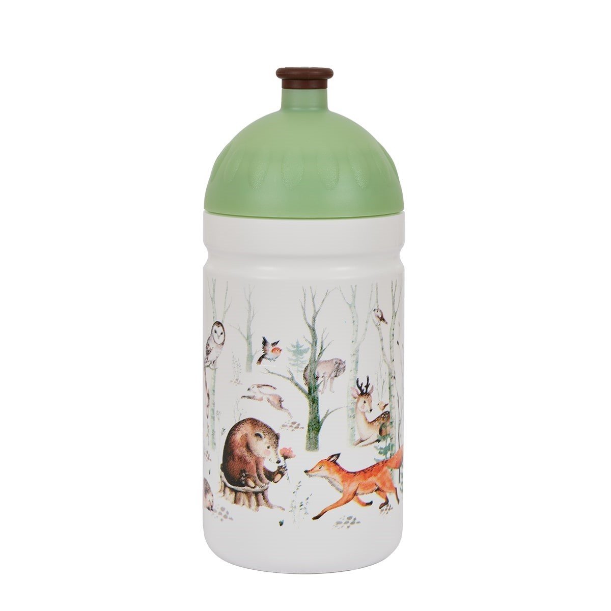 Fľaša Zdravá láhev Lesné zvieratá (500 ml) - biela/zelená