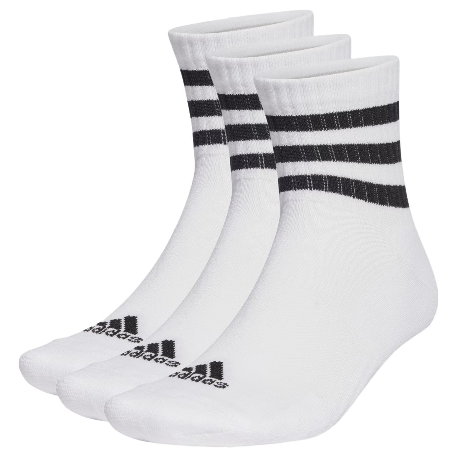 Ponožky Adidas 3-Stripes Cushioned Sportswear Mid 3P - biela/čierna