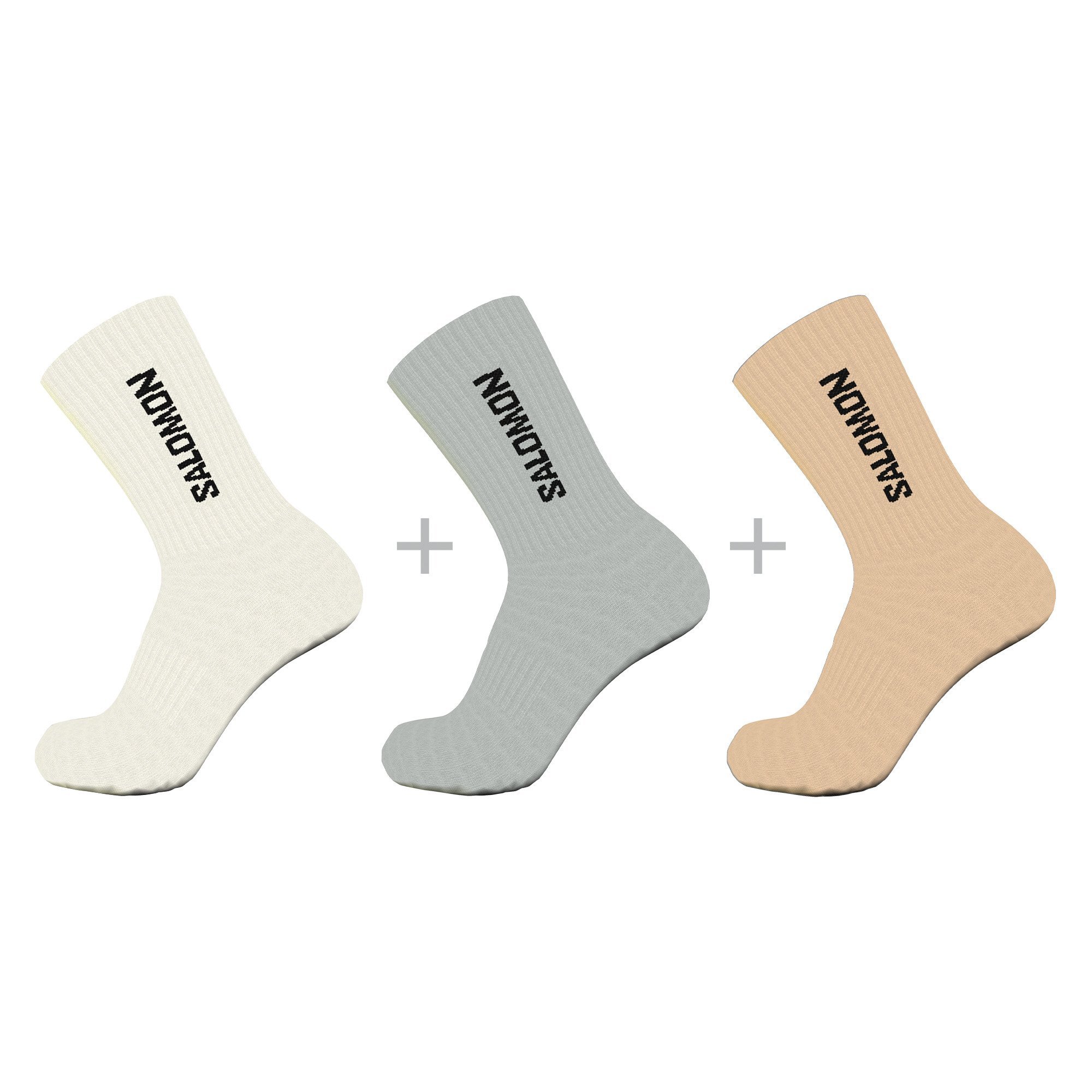 Ponožky Salomon Everyday Crew 3-pack - biela/sivá/hnedá