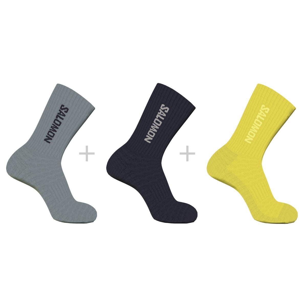 Ponožky Salomon Everyday Crew 3-Pack - sivé/čierne/žlté