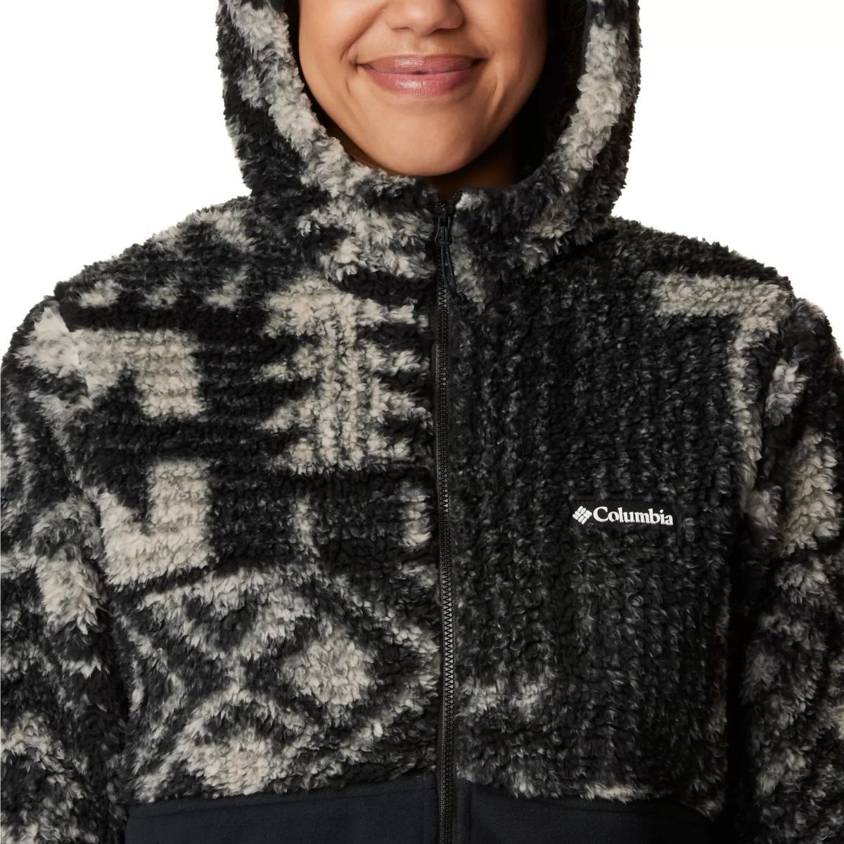 Mikina Columbia Winter Pass™ Sherpa Hooded Full Zip W - black/white