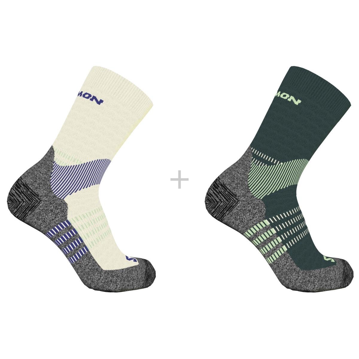 Ponožky Salomon X Ultra Access Crew 2-Pack - biele/zelené