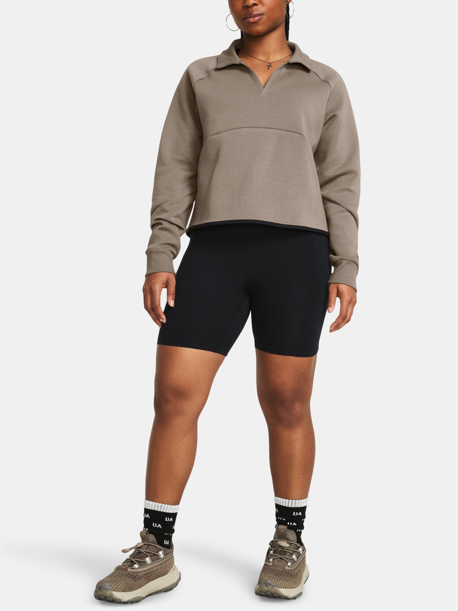 Mikina Under Armour Unstoppable Flc Rugby Crop - hnedá