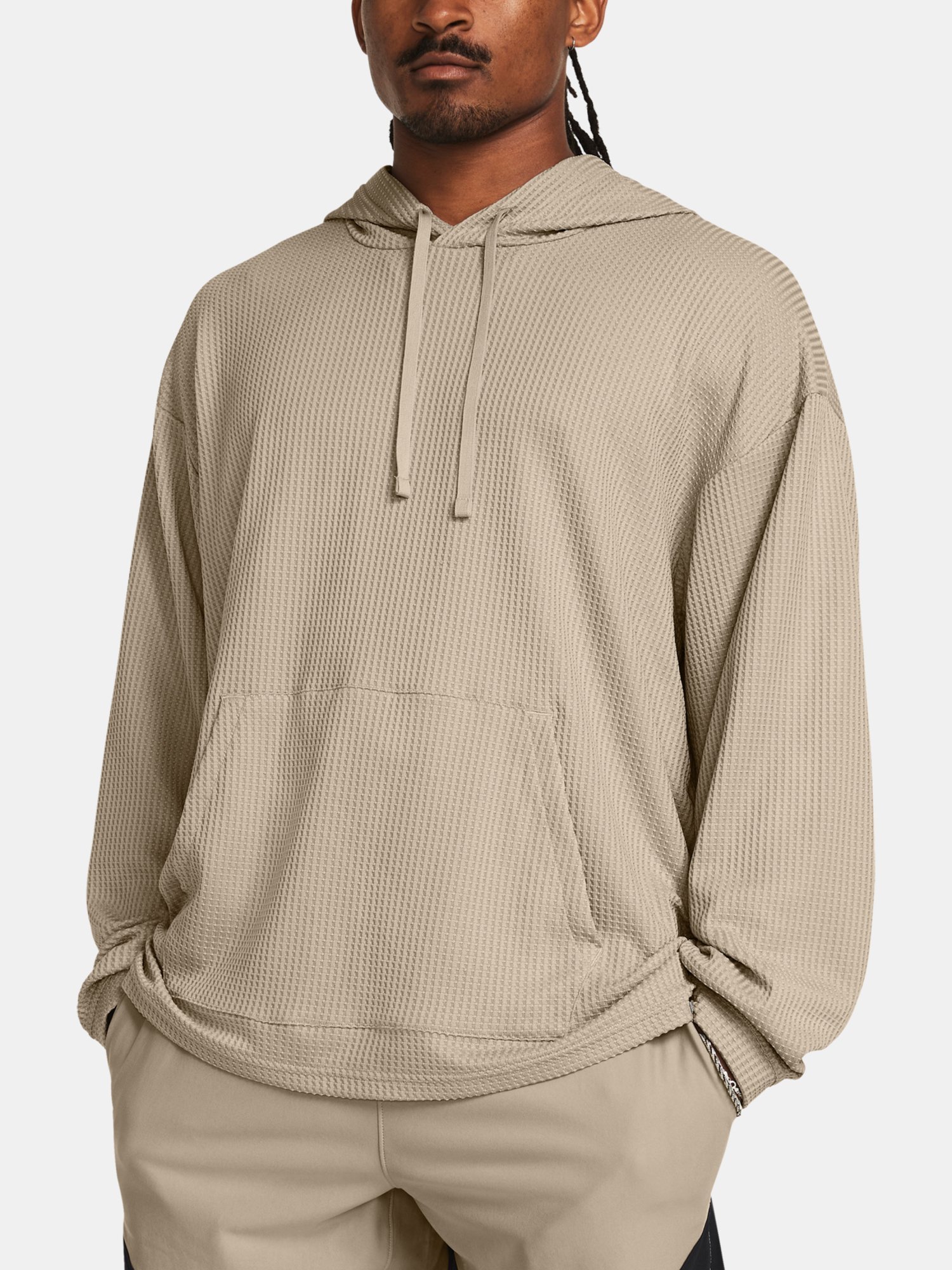 Mikina Under Armour UA Rival Waffle Hoodie - hnedá