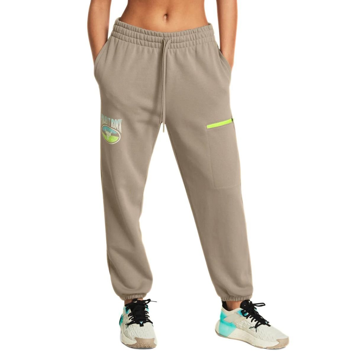 Tepláky Under Armour Project Rock Q1 HW Terry Pant W - hnedá