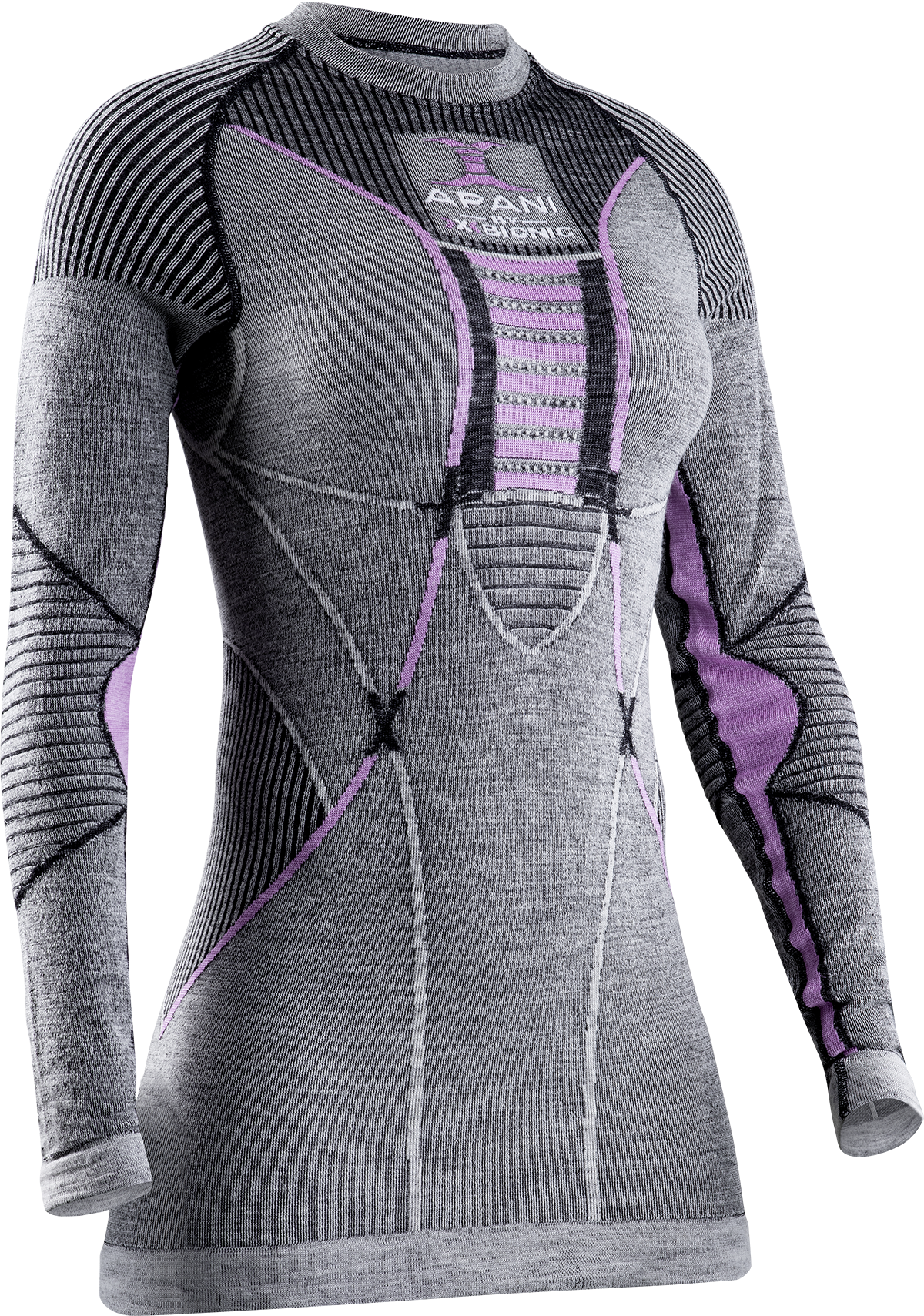 Tričko X-Bionic Apani 4.0 Merino Shirt Round Neck LG SL W - čierna/sivá/ružová