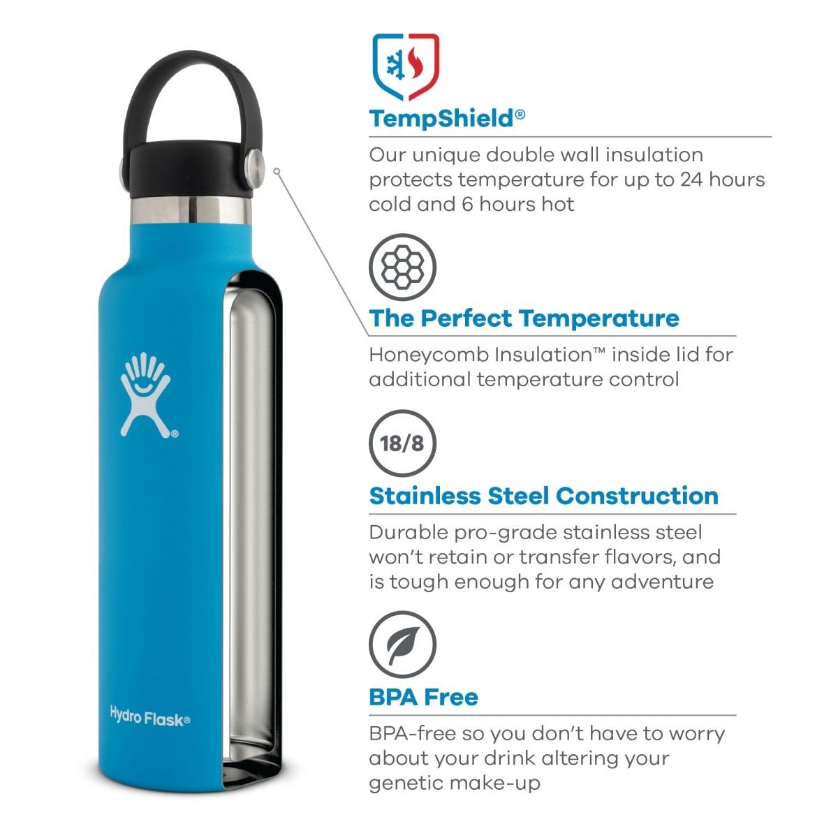 Termoska Hydro Flask 18oz (532 ml) Standard Mouth - modrá