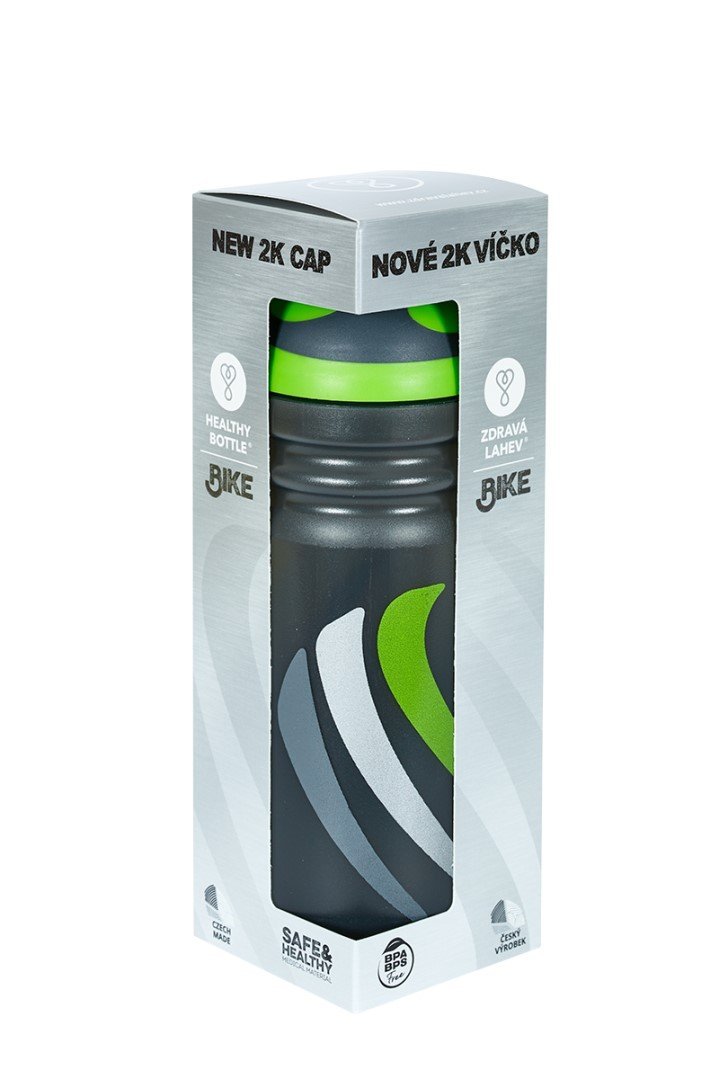 Fľaša Zdravá lahev Bike green (700ml) - čierna/zelená